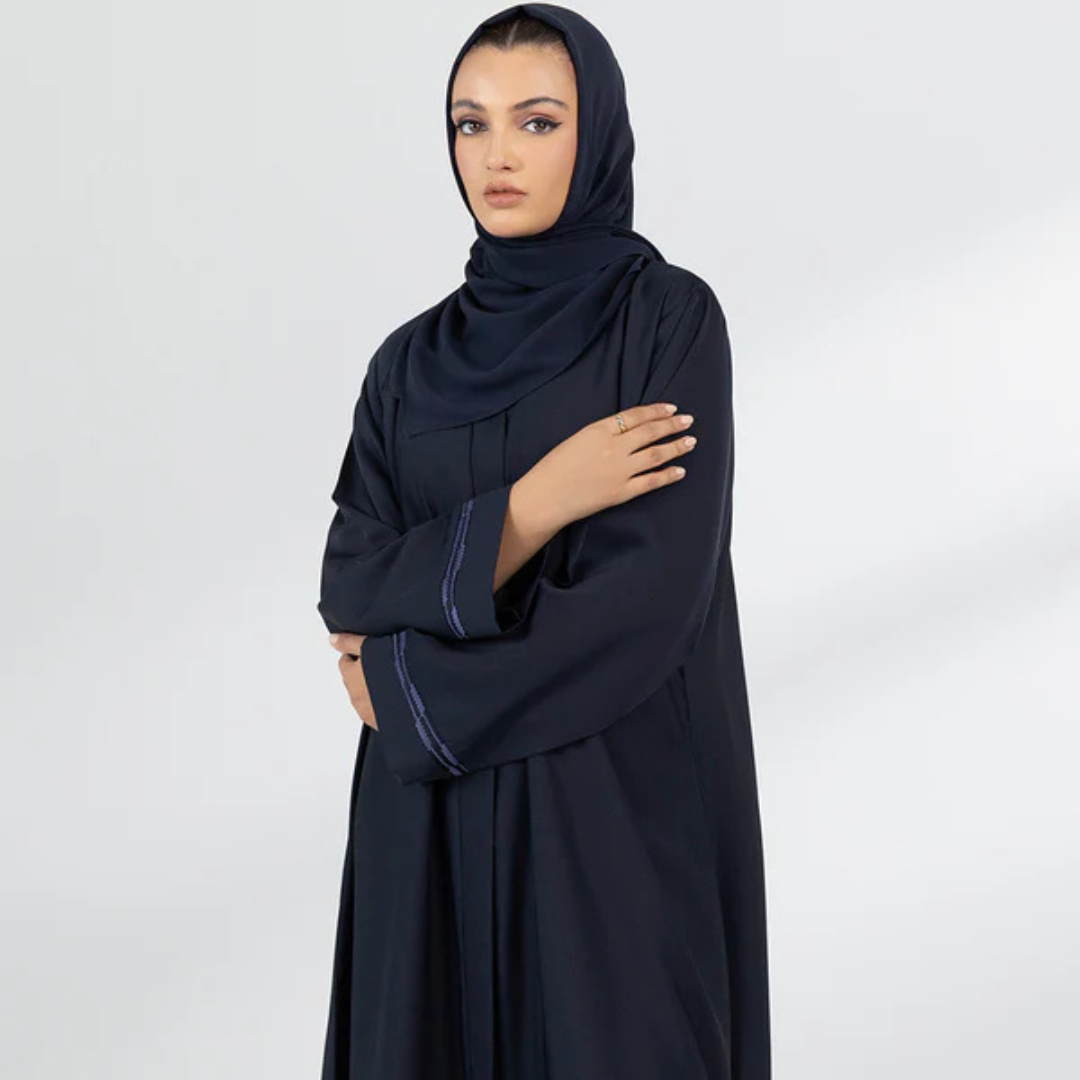 Embroidered Button Through Abaya 008